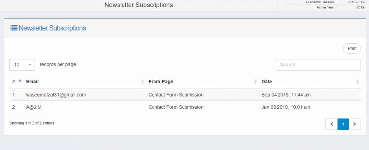 Newsletter subscriptions